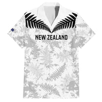 Custom New Zealand Silver Fern Football Family Matching Short Sleeve Bodycon Dress and Hawaiian Shirt Go Aotearoa Grunge White - Polynesian Pride
