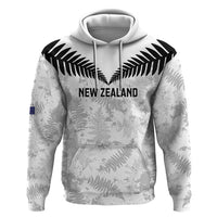 Custom New Zealand Silver Fern Football Hoodie Go Aotearoa Grunge White - Polynesian Pride