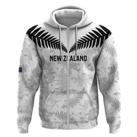 Custom New Zealand Silver Fern Football Hoodie Go Aotearoa Grunge White - Polynesian Pride