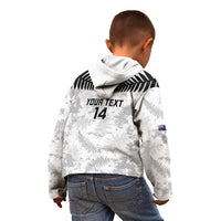 Custom New Zealand Silver Fern Football Kid Hoodie Go Aotearoa Grunge White - Polynesian Pride