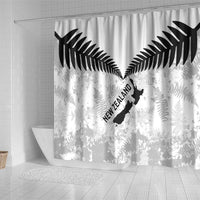 Custom New Zealand Silver Fern Football Shower Curtain Go Aotearoa Grunge White - Polynesian Pride