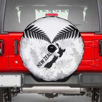 Custom New Zealand Silver Fern Football Spare Tire Cover Go Aotearoa Grunge White - Polynesian Pride