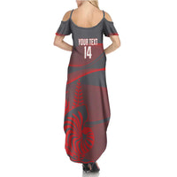 Custom New Caledonia Football Family Matching Summer Maxi Dress and Hawaiian Shirt Allez Les Cagous Grey Version - Polynesian Pride