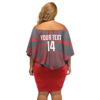 Custom New Caledonia Football Off Shoulder Short Dress Allez Les Cagous Grey Version LT14 - Polynesian Pride