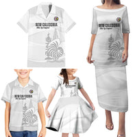 Custom New Caledonia Football Family Matching Puletasi and Hawaiian Shirt Allez Les Cagous White Version - Polynesian Pride