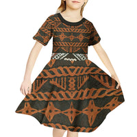 Bula Fiji Tapa Kid Short Sleeve Dress Fijian Masi Vintage Vibes - Polynesian Pride