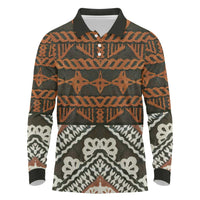 Bula Fiji Tapa Long Sleeve Polo Shirt Fijian Masi Vintage Vibes - Polynesian Pride