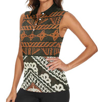Bula Fiji Tapa Women Sleeveless Polo Shirt Fijian Masi Vintage Vibes - Polynesian Pride