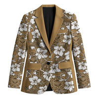 Kuvui Bula Fiji Blazer Fijian Tapa Seamless Hibiscus LT14 Unisex Brown - Polynesian Pride