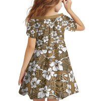 Kuvui Bula Fiji Family Matching Off The Shoulder Long Sleeve Dress and Hawaiian Shirt Fijian Tapa Seamless Hibiscus - Polynesian Pride