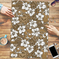 Kuvui Bula Fiji Puzzle Fijian Tapa Seamless Hibiscus LT14 Brown - Polynesian Pride