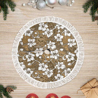 Kuvui Bula Fiji Tree Skirt Fijian Tapa Seamless Hibiscus LT14 Fringed Brown - Polynesian Pride