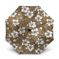 Kuvui Bula Fiji Umbrella Fijian Tapa Seamless Hibiscus LT14 One Size Folded 11.42 inch Opened Diameter 37.4 inch Brown - Polynesian Pride