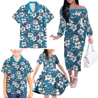 Karakarawa Bula Fiji Family Matching Off The Shoulder Long Sleeve Dress and Hawaiian Shirt Fijian Tapa Seamless Hibiscus - Polynesian Pride