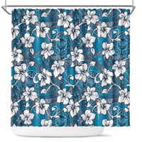 Karakarawa Bula Fiji Shower Curtain Fijian Tapa Seamless Hibiscus LT14 Blue - Polynesian Pride