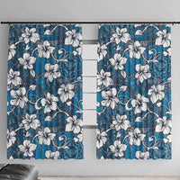 Karakarawa Bula Fiji Window Curtain Fijian Tapa Seamless Hibiscus LT14 With Hooks Blue - Polynesian Pride