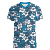 Karakarawa Bula Fiji Women V-Neck T-Shirt Fijian Tapa Seamless Hibiscus - Polynesian Pride