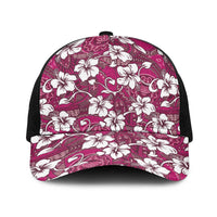 Piqi Bula Fiji Baseball Net Cap Fijian Tapa Seamless Hibiscus LT14 One Size Black Pink - Polynesian Pride