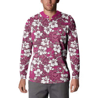 Piqi Bula Fiji Button Sweatshirt Fijian Tapa Seamless Hibiscus LT14 - Polynesian Pride