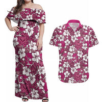 Piqi Bula Fiji Couples Matching Off Shoulder Maxi Dress and Hawaiian Shirt Fijian Tapa Seamless Hibiscus - Polynesian Pride