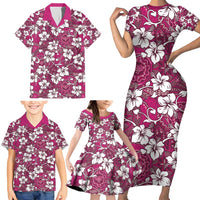 Piqi Bula Fiji Family Matching Short Sleeve Bodycon Dress and Hawaiian Shirt Fijian Tapa Seamless Hibiscus - Polynesian Pride