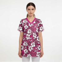 Piqi Bula Fiji Scrub Top Fijian Tapa Seamless Hibiscus - Polynesian Pride
