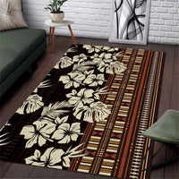 Bula Fiji Masi Area Rug Tapa Tropical Hibiscus Half Stylized - Polynesian Pride