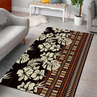 Bula Fiji Masi Area Rug Tapa Tropical Hibiscus Half Stylized - Polynesian Pride