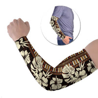 Bula Fiji Masi Arm Sleeves Tapa Tropical Hibiscus Half Stylized LT14 Set of 2 Brown - Polynesian Pride