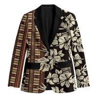 Bula Fiji Masi Blazer Tapa Tropical Hibiscus Half Stylized LT14 Unisex Brown - Polynesian Pride