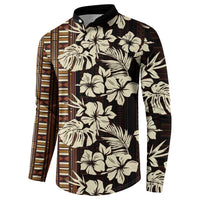 Bula Fiji Masi Button Sweatshirt Tapa Tropical Hibiscus Half Stylized LT14 - Polynesian Pride