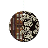Bula Fiji Masi Ceramic Ornament Tapa Tropical Hibiscus Half Stylized - Polynesian Pride