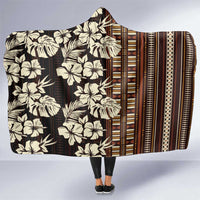 Bula Fiji Masi Hooded Blanket Tapa Tropical Hibiscus Half Stylized LT14 One Size Brown - Polynesian Pride