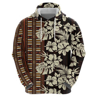 Bula Fiji Masi Hoodie Tapa Tropical Hibiscus Half Stylized - Polynesian Pride