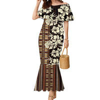 Bula Fiji Masi Mermaid Dress Tapa Tropical Hibiscus Half Stylized - Polynesian Pride