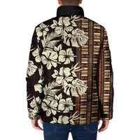 Bula Fiji Masi Padded Jacket Tapa Tropical Hibiscus Half Stylized LT14 - Polynesian Pride