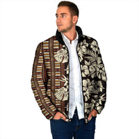 Bula Fiji Masi Padded Jacket Tapa Tropical Hibiscus Half Stylized LT14 - Polynesian Pride
