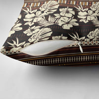 Bula Fiji Masi Pillow Cover Tapa Tropical Hibiscus Half Stylized - Polynesian Pride