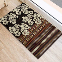 Bula Fiji Masi Rubber Doormat Tapa Tropical Hibiscus Half Stylized LT14 - Polynesian Pride