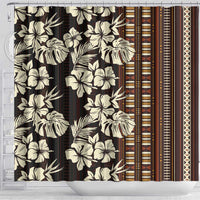Bula Fiji Masi Shower Curtain Tapa Tropical Hibiscus Half Stylized LT14 - Polynesian Pride