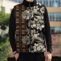 Bula Fiji Masi Sleeveless Puffer Jacket Tapa Tropical Hibiscus Half Stylized LT14 - Polynesian Pride