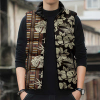 Bula Fiji Masi Sleeveless Puffer Jacket Tapa Tropical Hibiscus Half Stylized LT14 - Polynesian Pride