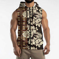 Bula Fiji Masi Sleeveless Zip Hoodie Tapa Tropical Hibiscus Half Stylized LT14 - Polynesian Pride
