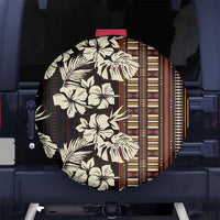 Bula Fiji Masi Spare Tire Cover Tapa Tropical Hibiscus Half Stylized LT14 No hole Brown - Polynesian Pride