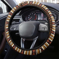 Bula Fiji Masi Steering Wheel Cover Tapa Tropical Hibiscus Half Stylized - Polynesian Pride