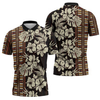 Bula Fiji Masi Zipper Polo Shirt Tapa Tropical Hibiscus Half Stylized LT14 - Polynesian Pride