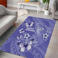 Polynesia Stomach Cancer Awareness Area Rug Periwinkle Ribbon Brave Strong!