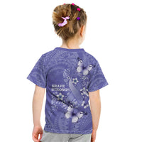 Polynesia Stomach Cancer Awareness Kid T Shirt Periwinkle Ribbon Brave Strong!