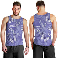 Polynesia Stomach Cancer Awareness Men Tank Top Periwinkle Ribbon Brave Strong!