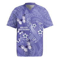 Polynesia Stomach Cancer Awareness Rugby Jersey Periwinkle Ribbon Brave Strong!